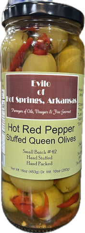 Greek Queen Halkidiki Hot Red Pepper Stuffed Olives